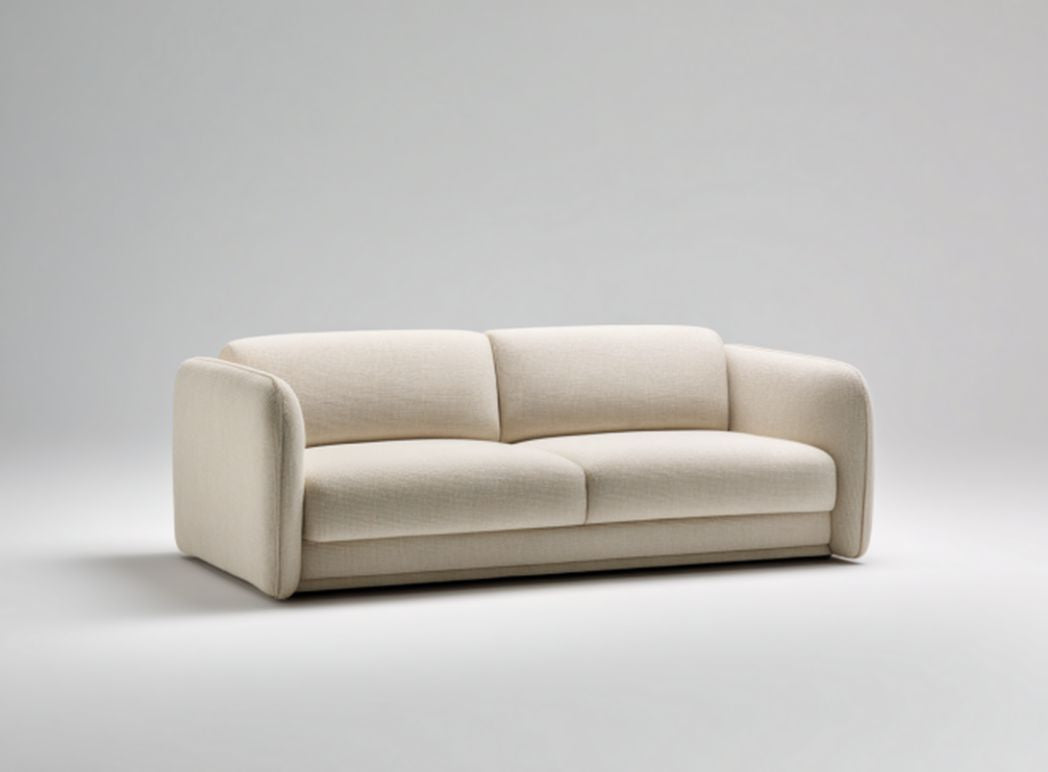 Sofa trzyosobowa w szarym materiale 180 x 85 x 80cm z drewnianymi nogami