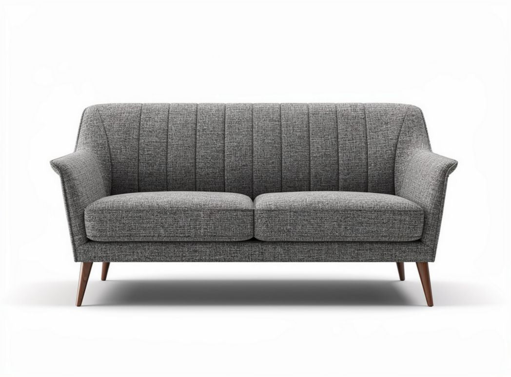 Sofa dwuosobowa w kolorze szarym z tkaniny o wymiarach 190 x 90 x 85cm