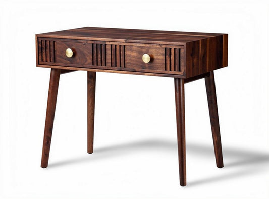 Stolik z drewna orzechowego 60 x 30 x 75cm z dwoma szufladami