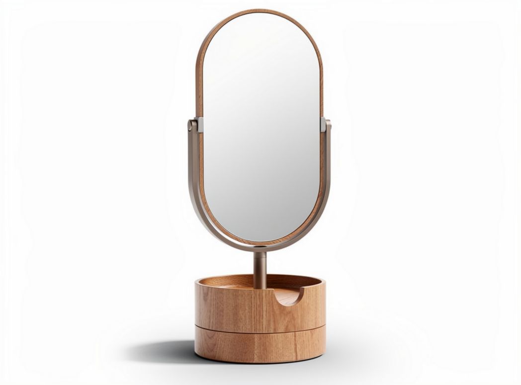 Lustro stołowe z drewna bambusowego w kolorze naturalnym 20 x 10 x 35cm