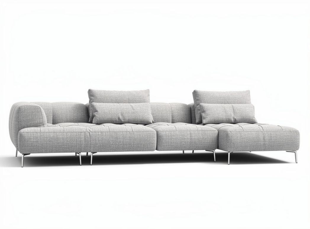 Sofa narożna z szarym materiałem tkaninowym 240 x 90 x 85cm