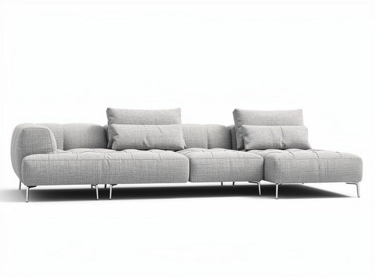Sofa narożna z szarym materiałem tkaninowym 240 x 90 x 85cm